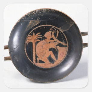 Kop met rode cijfers vierkante sticker