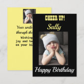 Kop omhoog! Birthday Kaart Grumpy Girl Wishing Joy (Voorkant / Achterkant)