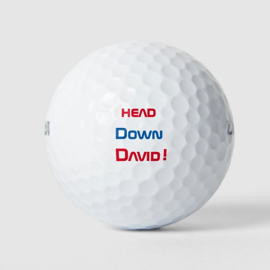 "Kop omlaag David tekst" >Leuke golfballen (Voorkant)