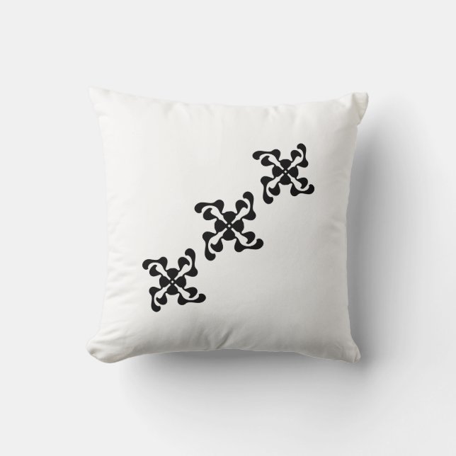 Kop Q gespiegeld Modern Zwart en Wit Kussen (Voorkant)
