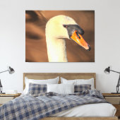 Kop Stomme Zwaan Portret Canvas Afdruk (Insitu (Slaapkamer))