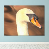 Kop Stomme Zwaan Portret Canvas Afdruk (Insitu (Houten vloer))
