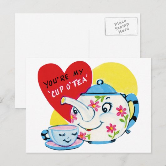 Kop thee Valentijn Feestdagenkaart (Voorkant / Achterkant)