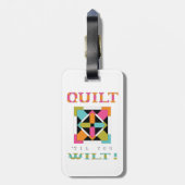Kop 'Til you Wilt'. Quota kwilt Bagagelabel (Achterkant verticaal)