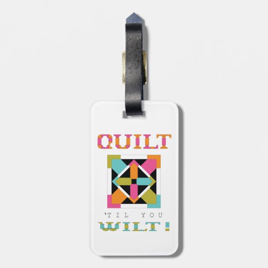 Kop 'Til you Wilt'. Quota kwilt Bagagelabel (Achterkant verticaal)