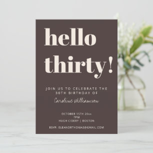 Kop Typografie Bruin Modern 30e Verjaardagsfeest Kaart