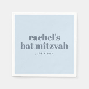 Kop Typografie Cool Zachte Blauwe Bat Mitzvah Naam Servet