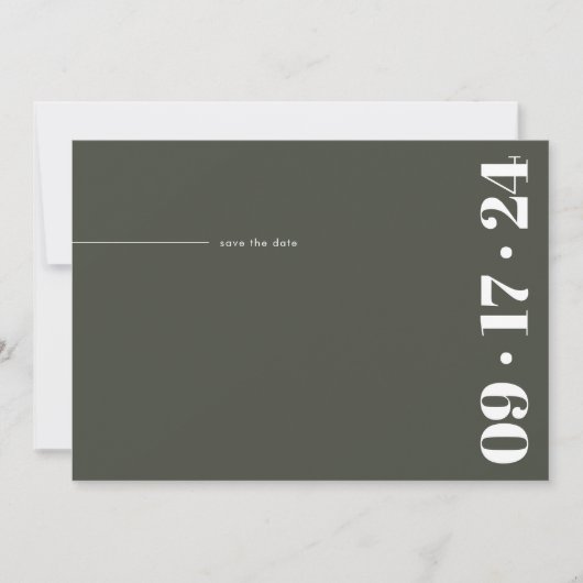 Kop Typografie Minimalistisch Modern Olijfgroen Save The Date (Voorkant)