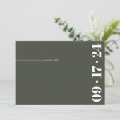 Kop Typografie Minimalistisch Modern Olijfgroen Save The Date (Staand voorkant)