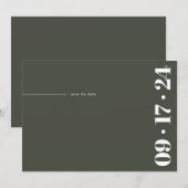 Kop Typografie Minimalistisch Modern Olijfgroen Save The Date (Voorkant / Achterkant)