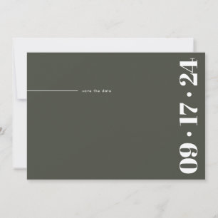 Kop Typografie Minimalistisch Modern Olijfgroen Save The Date