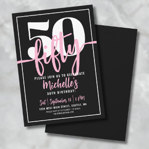 Kop Typografie Roze Modern 50e Verjaardag Kaart