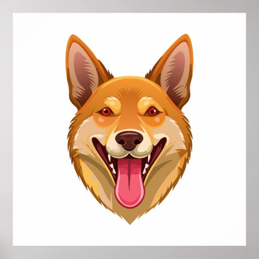 Kop van Australische wilde hond dingo Poster (Voorkant)