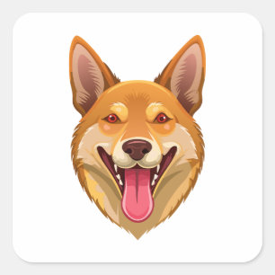 Kop van Australische wilde hond dingo Vierkante Sticker