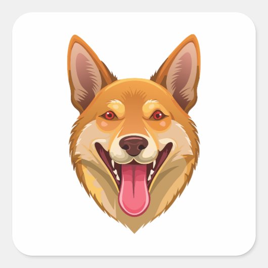Kop van Australische wilde hond dingo Vierkante Sticker (Voorkant)
