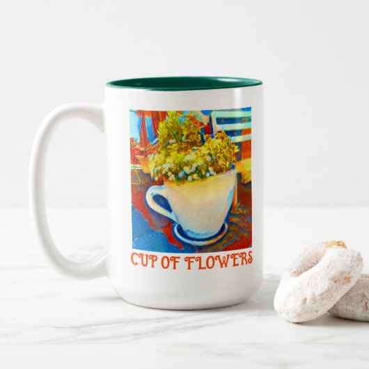 Kop van Bloemen Koffie Mok Planter (Met donut)