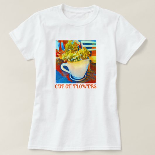 Kop van Bloemen Koffie Mok Planter T-shirt (Design voorkant)
