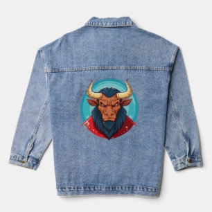Kop van een Minotaurus uit de Griekse mythologie Denim Jacket