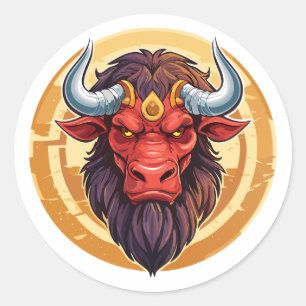 Kop van een Minotaurus uit de Griekse mythologie Ronde Sticker