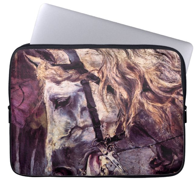 Kop van een paard door Giovanni Boldini, Vintage A Laptop Sleeve (Voorkant)