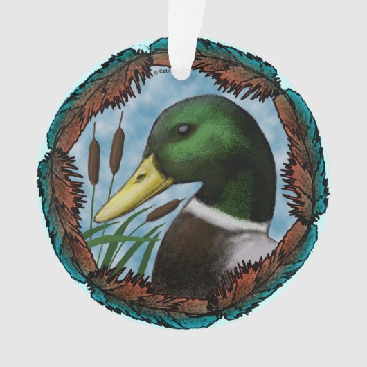 Kop van een wilde eend  ornament (voorkant)