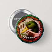 Kop van een wilde eend  ronde button 5,7 cm (Voorkant /achterkant)