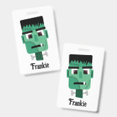 Kop van Frankenstein-monster Badge (Voor- en achterkant)