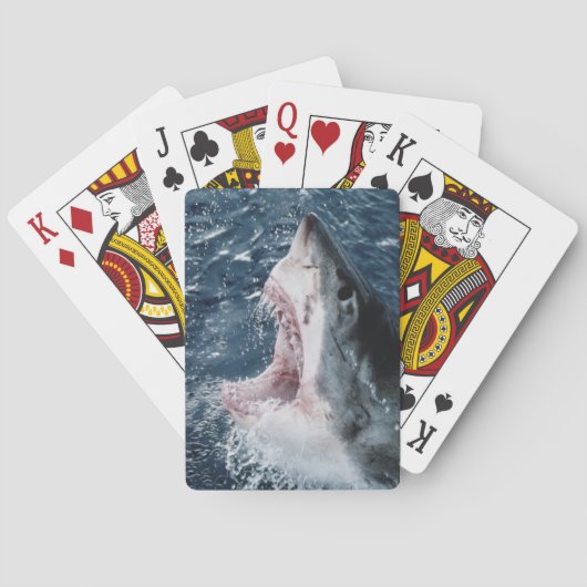 Kop van Grote Witte Haai Pokerkaarten (Achterkant)