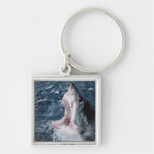 Kop van grote witte haai sleutelhanger