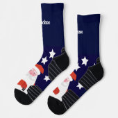 Kop van Lachende Kerstman en Sterren op Blauwe Sok (Links)