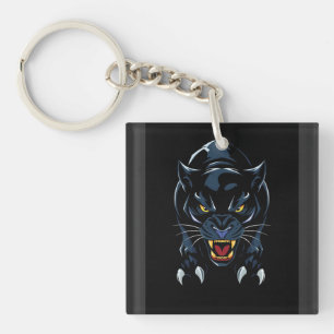 Kop van zwarte panter sleutelhanger