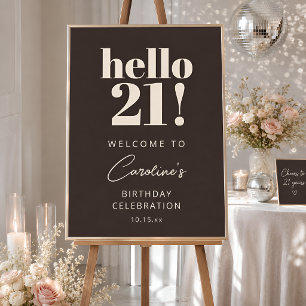 Kop Vet Typography Bruin Modern 21e Verjaardag Wel Poster