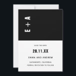 Kop zwarte en witte minimalistische initialen Trou Kaart<br><div class="desc">Kan volledig worden aangepast aan uw wensen.
© Gorjo Designs. Gemaakt voor u via het Zazzle-platform. 

// Hulp nodig bij het aanpassen van uw ontwerp? Andere ideeën? Neem contact met me (Zoe) op via de knop contact opnemen hieronder.</div>