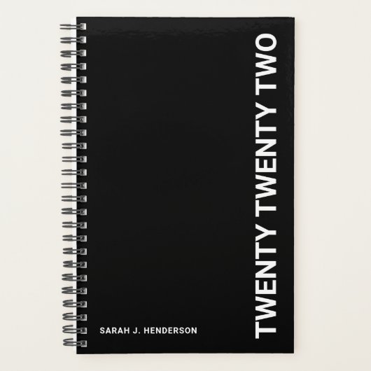 Kop Zwarte Witte Typografie Wekelijkse Maandelijks Planner (Voorkant)