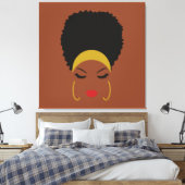 Kopband & Afro Puff Stretched Canvas afdrukken (Insitu (Slaapkamer))