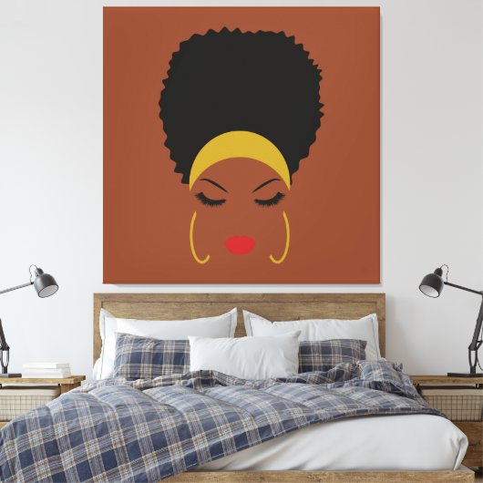 Kopband & Afro Puff Stretched Canvas afdrukken (Insitu (Slaapkamer))