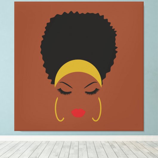 Kopband & Afro Puff Stretched Canvas afdrukken (Insitu (Houten vloer))