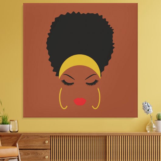 Kopband & Afro Puff Stretched Canvas afdrukken (Insitu (Woonkamer))
