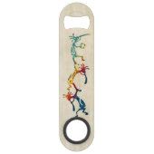 KOPELLI muzikant acrobaat + uw ideeën Speed Flessenopener (Achterkant)