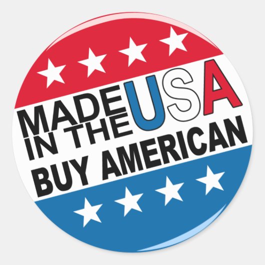 Kopen Amerikaans - Made in the USA Ronde Sticker (Voorkant)