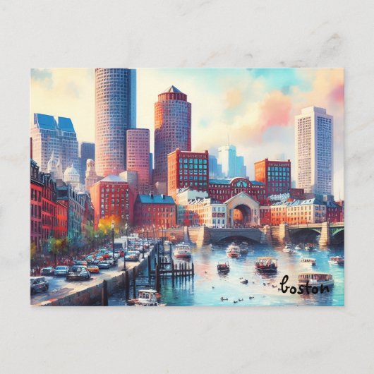 kopen street Travel Vintage boston briefkaarten (Voorkant)