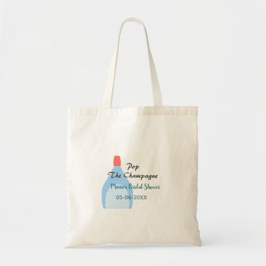 Kopen van de champagne blauwe bruidsdouche voeg na tote bag (Voorkant)