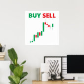 Kopen Verkopen - Aandelen Forex Markt Valutahandel Poster (Thuiskantoor)