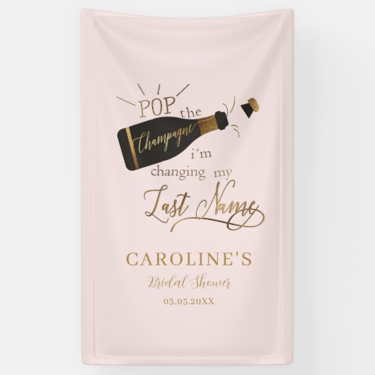 Kopen we champagne, ik verander mijn achternaam! spandoek (Verticaal)