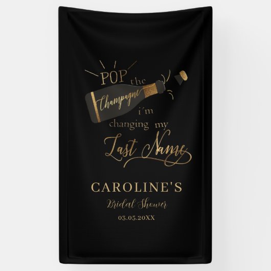 Kopen we champagne, ik verander mijn achternaam! spandoek (Verticaal)