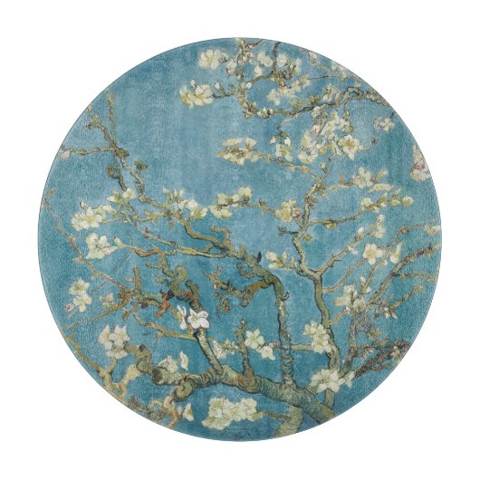 KOPENBORD VAN GLASS : Van Gogh : ALMOND BLOSSOM Snijplank (Voorkant)