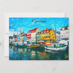 Kopenhaagse olieverfschilderij van de Nyhavn-water Kaart