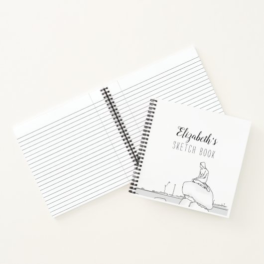 Kopenhaagse zeemeermin schetsboek notitieboek (Binnen)