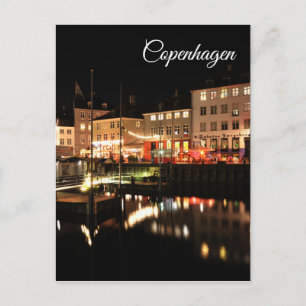 Kopenhagen bij nacht briefkaart