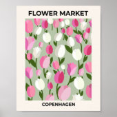 Kopenhagen Bloemenmarkt Tulpen roze en groen Poster (Voorkant)